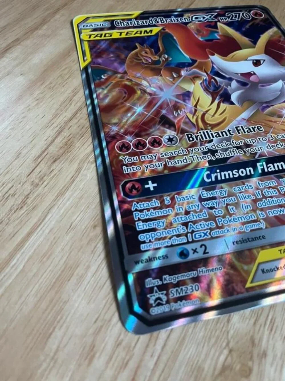 Pokémon Charizard & Braixen GX SM230 Jumbo Oversized Holo Promo Card